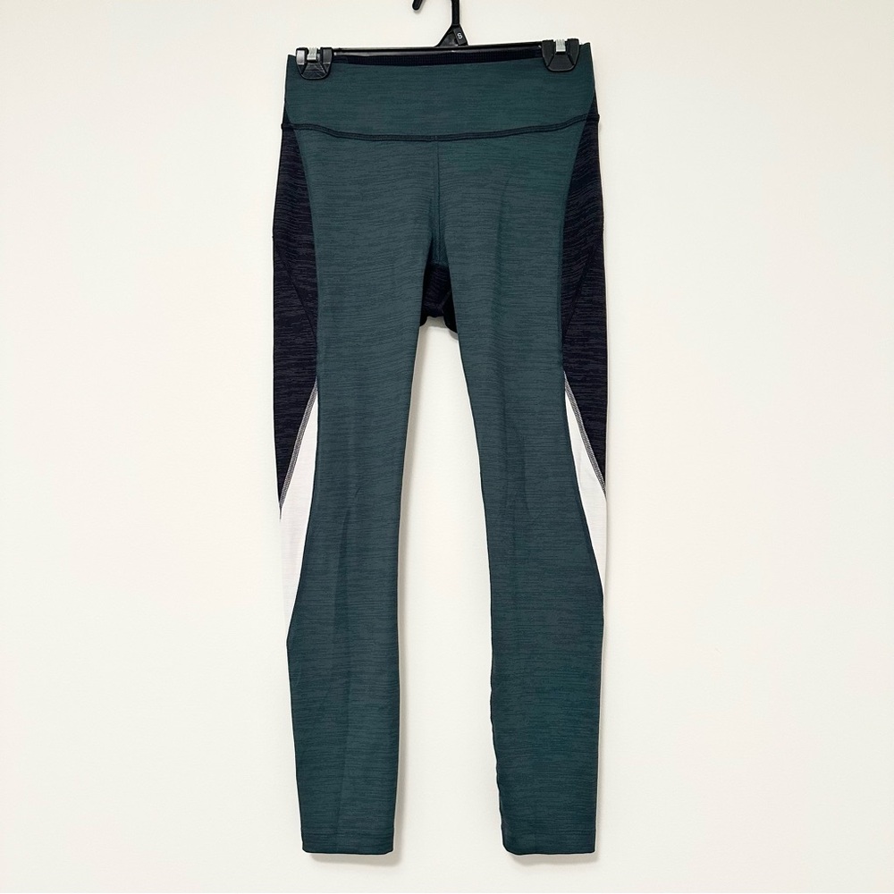 Outdoor Voices Green Charcoal and White Active Leggings Signature OV 7/8 Small
